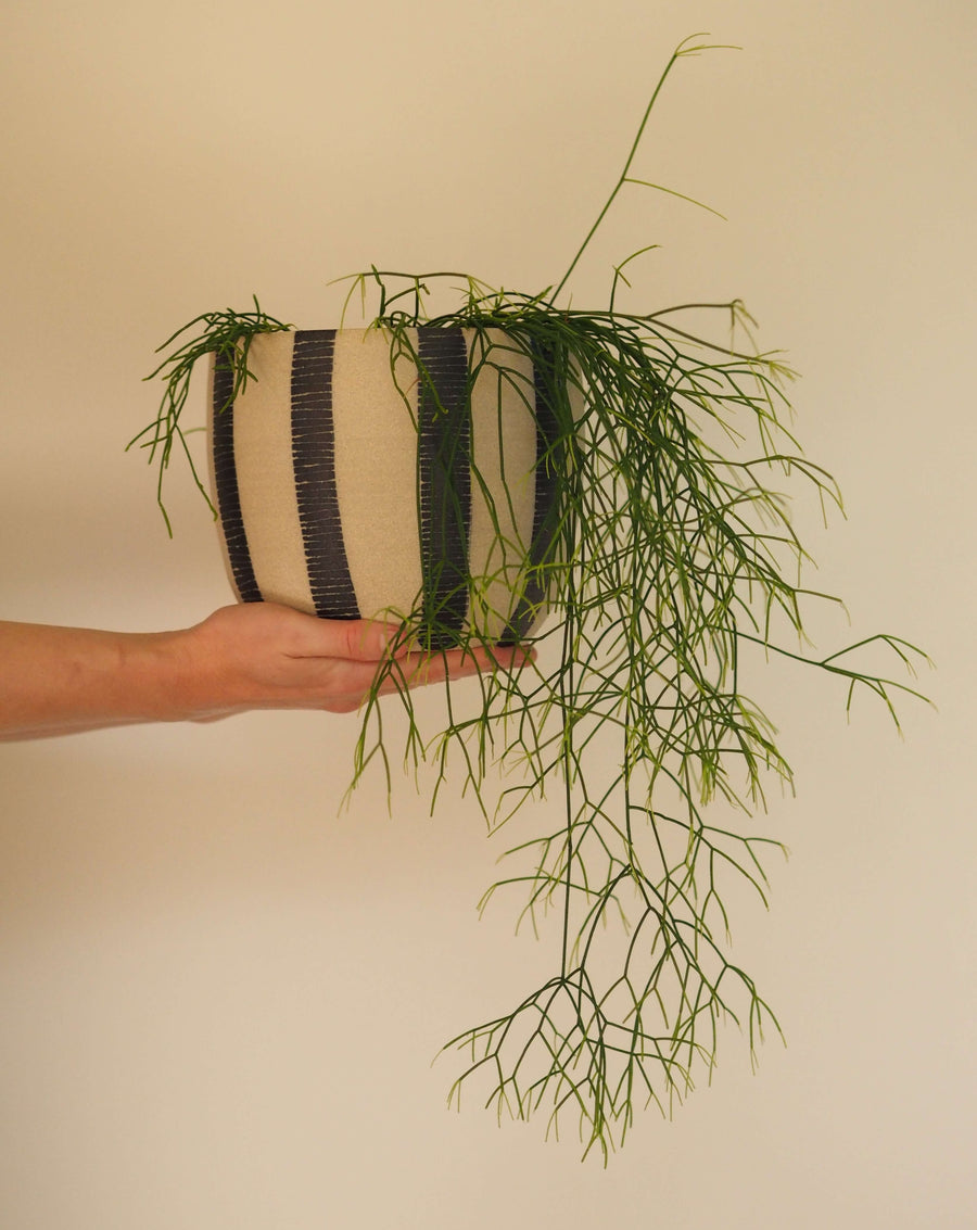 Stripey Blue Steel Planter by TRADE the MARK